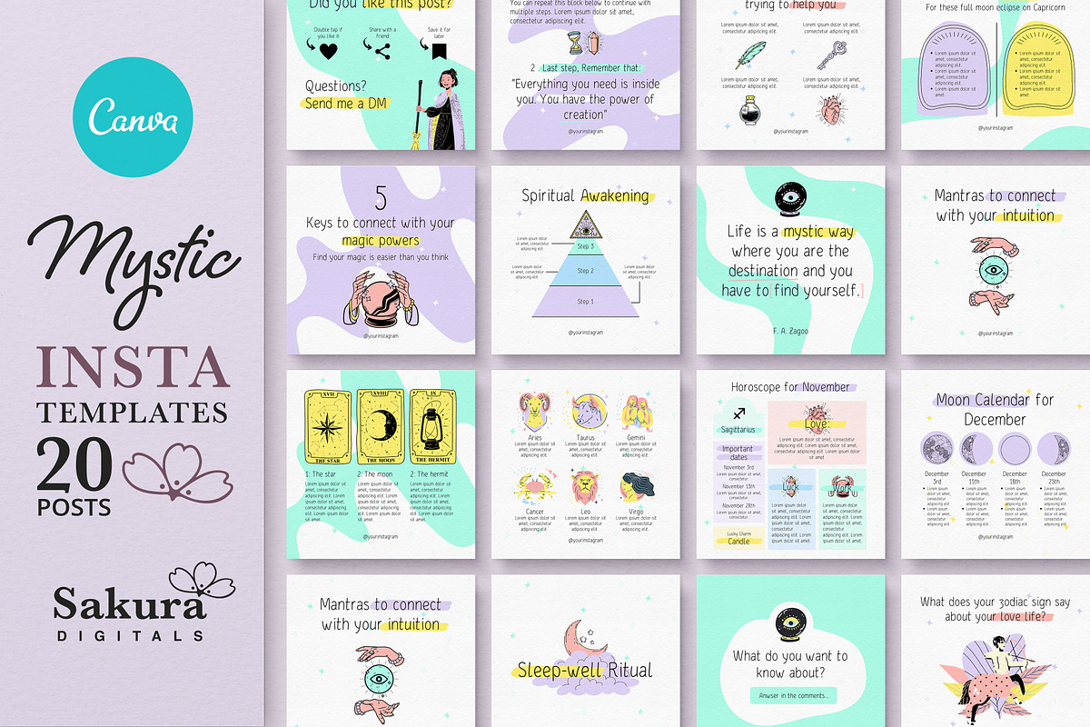 Mystic Coach Instagram Templates, a Social Media Template by Sakura Digitals (Photo 1 of 6)