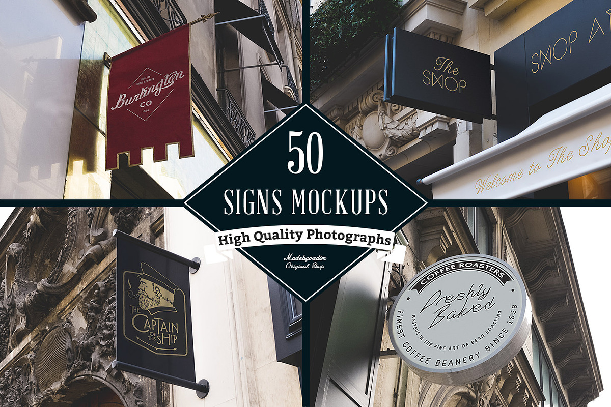 100 Signs & Facades Mockups, a Product Mockup by Madebyvadim (Photo 2 of 5)