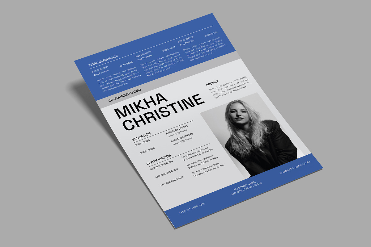 Blue Simple CV Resume Pack, a Resume Template by Neermana (Photo 2 of 4)