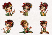 Watercolor Quirky Make Up Girl Clipa, an Illustration by CreationArt (Thumbnail 5 of 7)