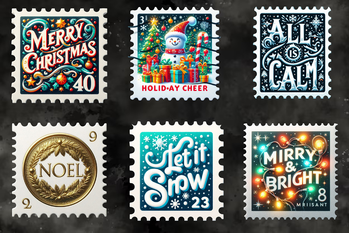 Christmas Greetings Stamp Collection, an Illustration by RobertsArt (Photo 3 of 5)