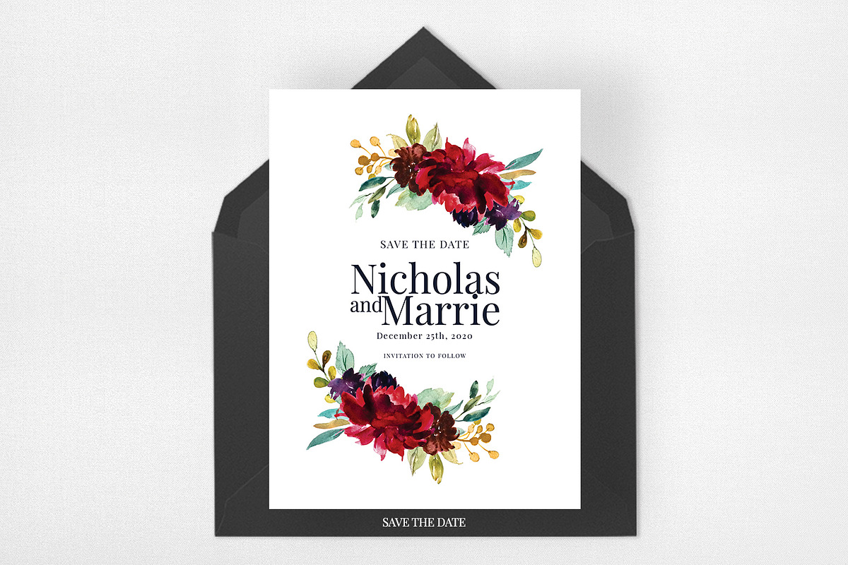 Wedding Invitation Suite - Burgundy, an Invitation Template by Azka Creative (Photo 4 of 5)