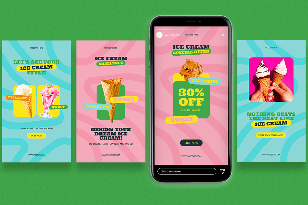 Summer Ice Cream Instagram & Canva, a Social Media Template by Attype (Photo 3 of 4)