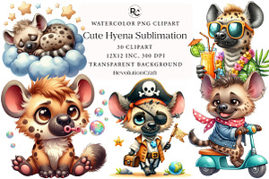 Cute Hyena Sublimation Clipart, an Illustration by OK Design