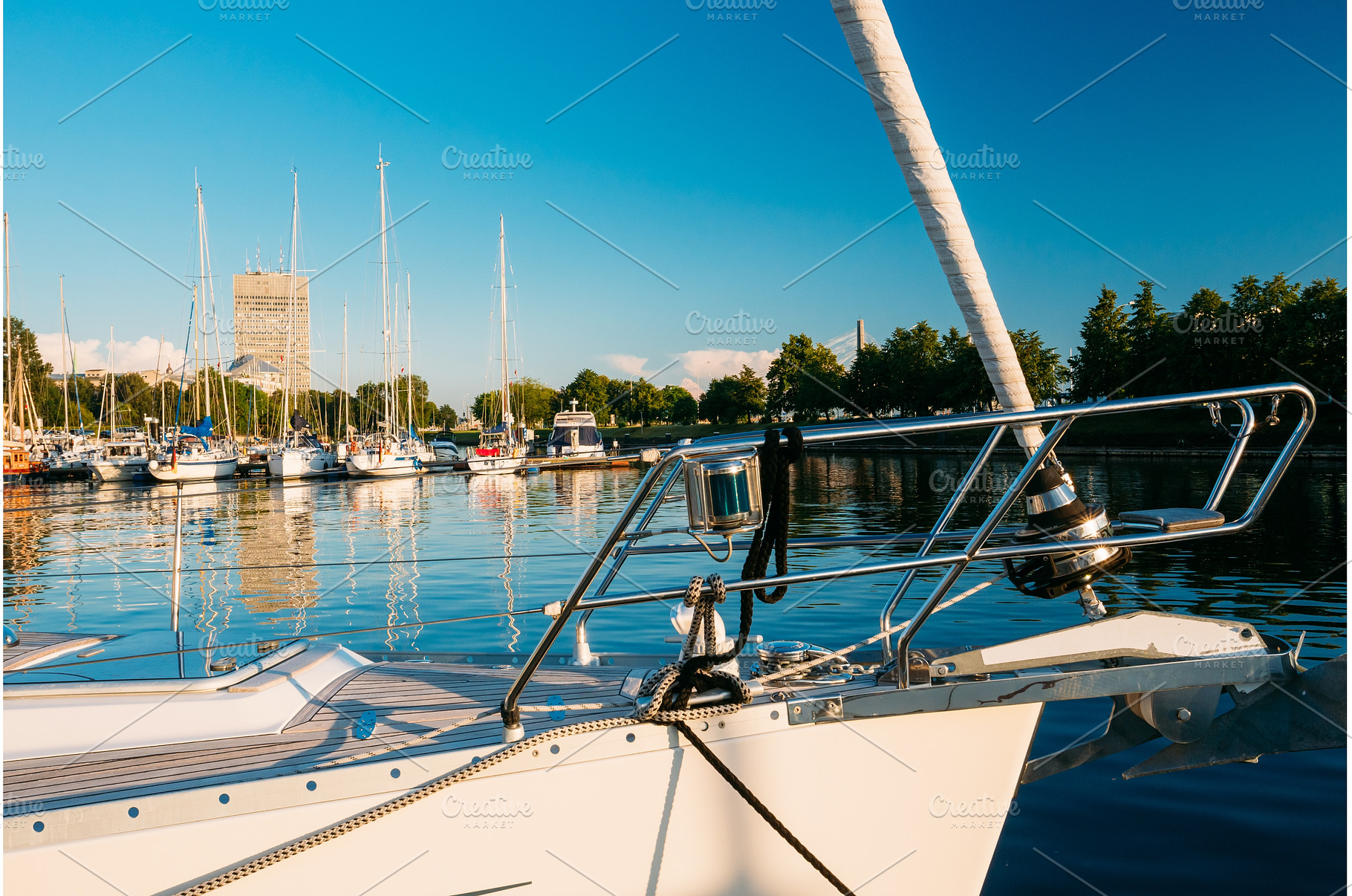 Riga, Latvia. Bow of White Yacht, a Nature Photo by Our Amazing World
