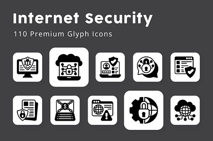 Internet Security Glyph Icons, a Solid Icon by vectorstank