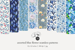 70 blue flower seamless pattern, a Pattern Graphic by Poppy Lane Studio