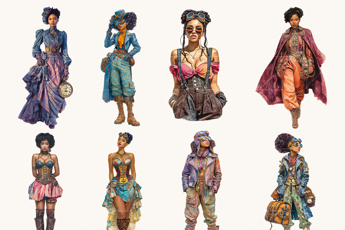 African Steampunk Girls Clipart, a Person Illustration by Design Scotch (Photo 2 of 8)