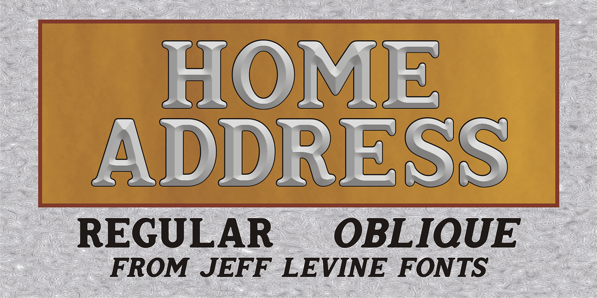 Home Address JNL, a Serif Font by Jeff Levine Fonts