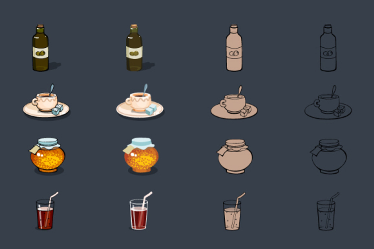 Cartoon Food Icons Game Set, a Food Illustration by Chuchilko shop (Photo 9 of 13)