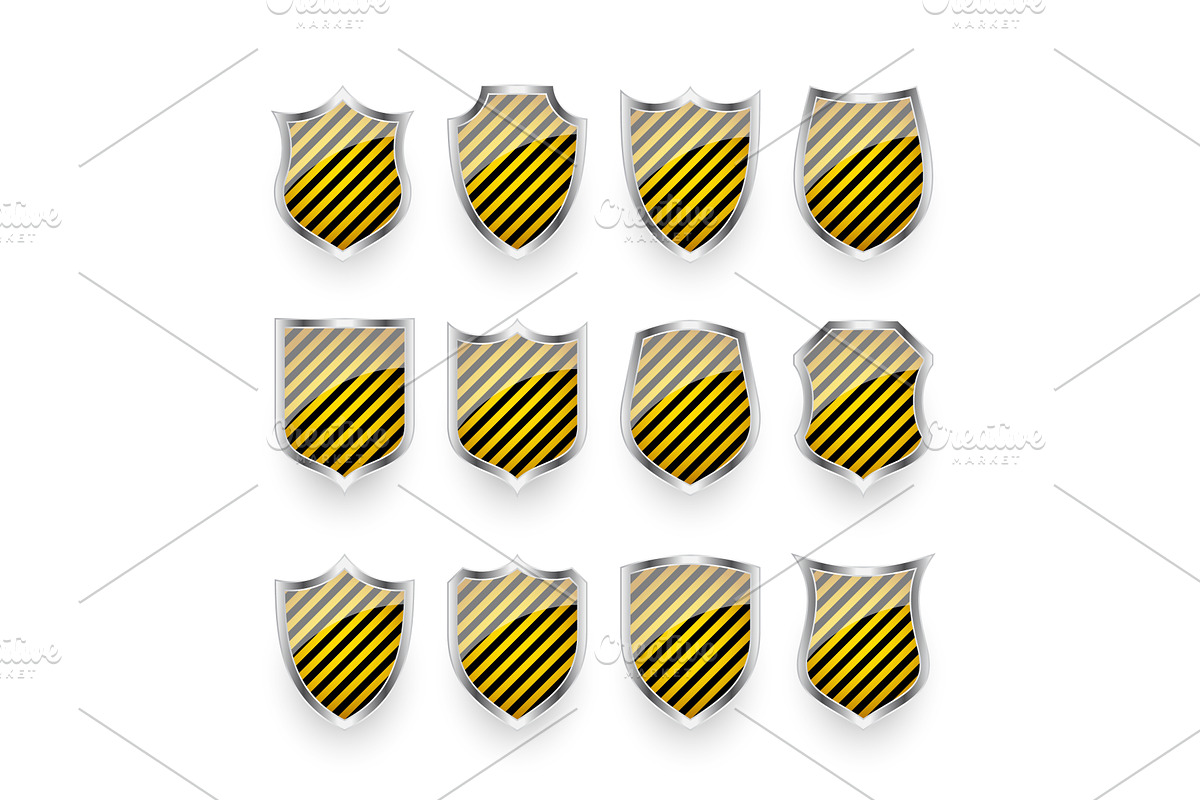 Glossy shields with yellow and black, an Object Illustration by 32pixels