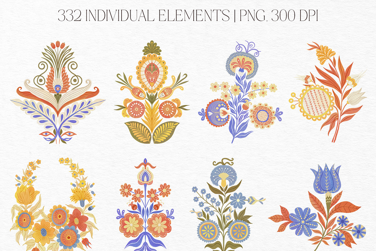 Folk Spring Illustrations, a Decorative Illustration by GVGraphics (Photo 3 of 14)