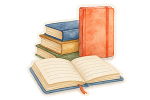 Back to school books and notebook il, a Photo by Dvoevnore photos