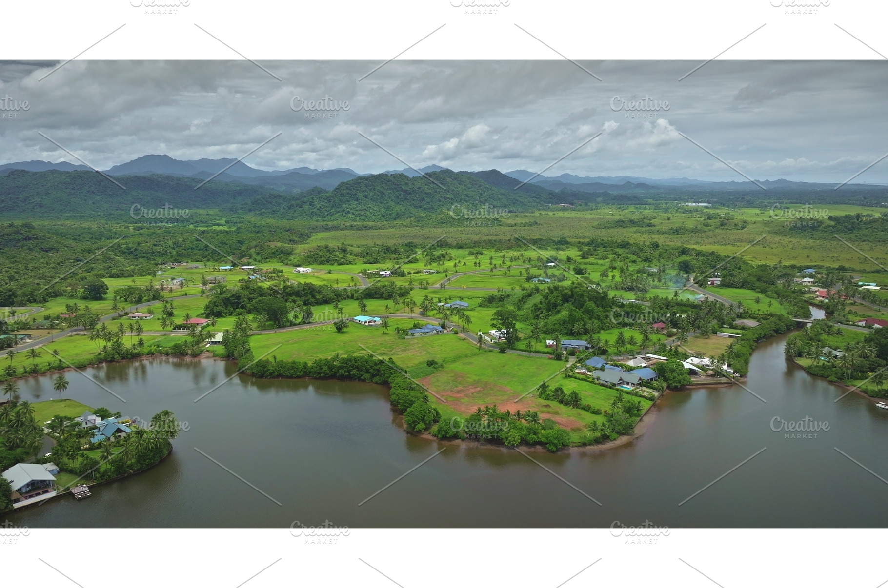 Aerial view of Savusavu showing lush, a Nature Photo by Goinyk