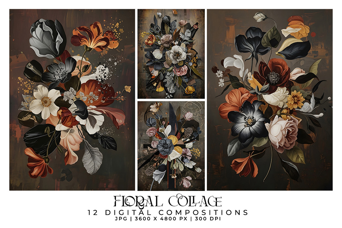 Floral Collage Compositions, a Decorative Illustration by Digital Art Creations (Photo 3 of 6)