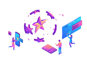 Feedback concept with 3d isometric