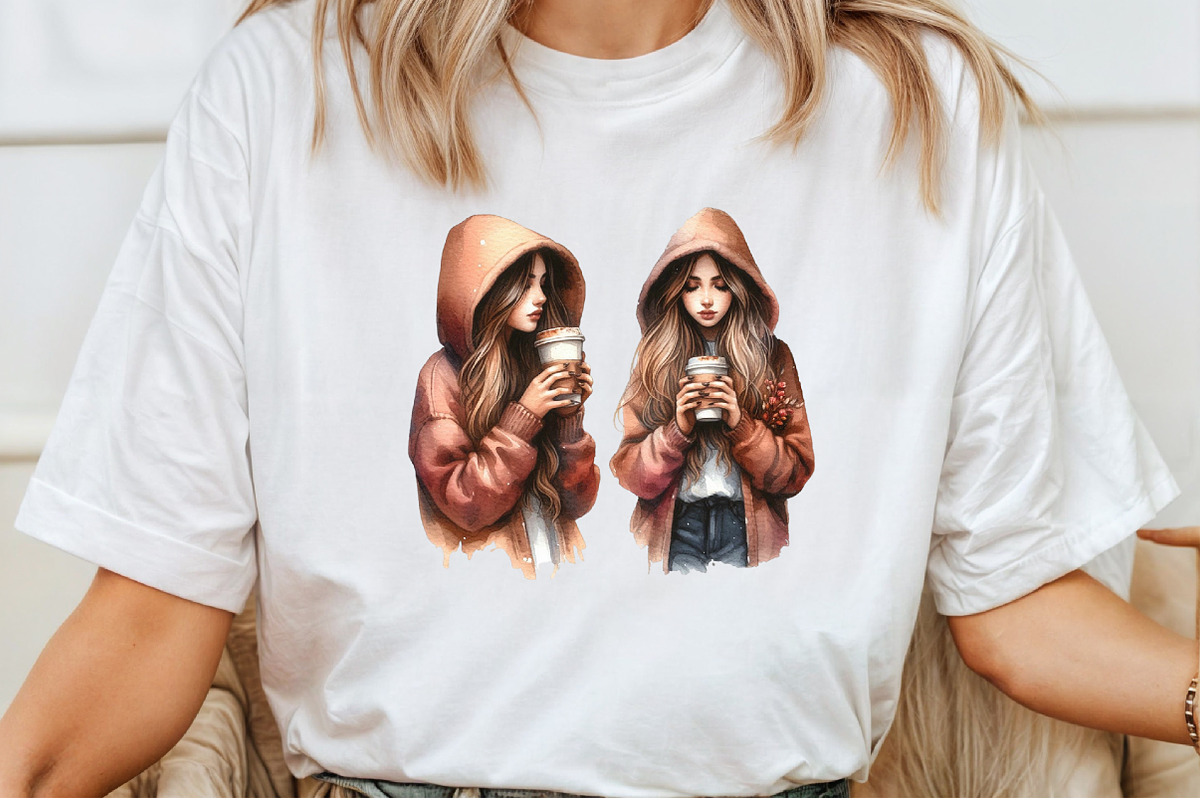 Autumn Coffee Girl Clipart PNG, an Illustration by Pixels.Craft (Photo 7 of 7)