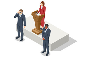 Politician speech with security, a Person Illustration by Golden Sikorka