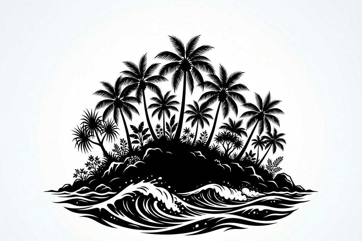 50 Tropical Palm Island Silhouette, an Empty State Illustration by Amazin_art (Photo 38 of 41)