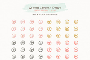 Vintage Typewriter Key Social Icons