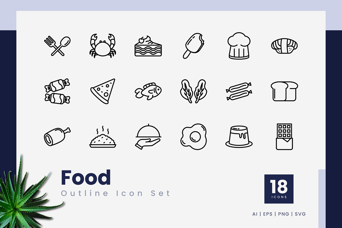 Food Outline Icons, an Outline Icon by Zeer Graphic (Photo 2 of 2)