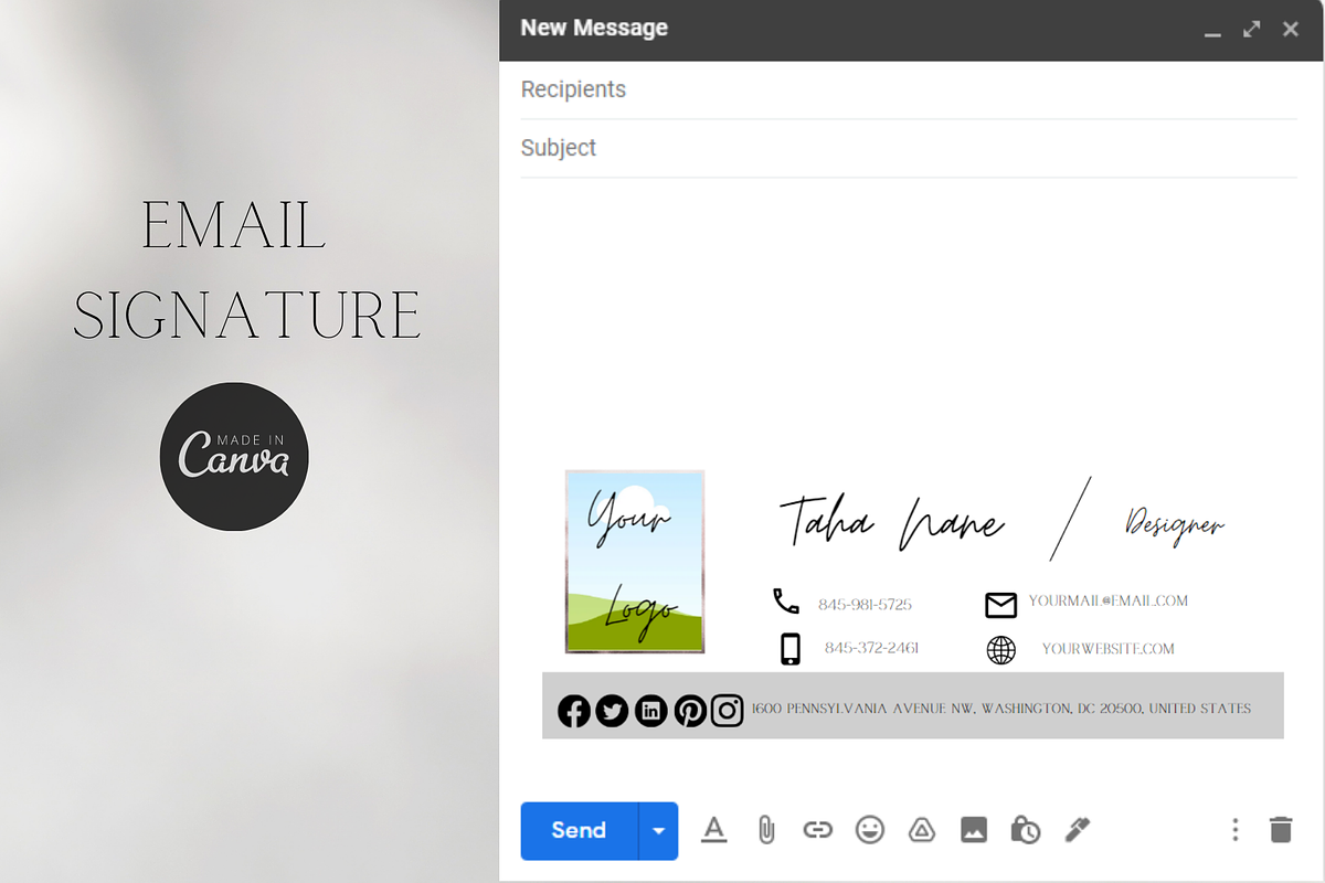 Email Signature Canva Template, an Email Template by tahananeart (Photo 1 of 6)