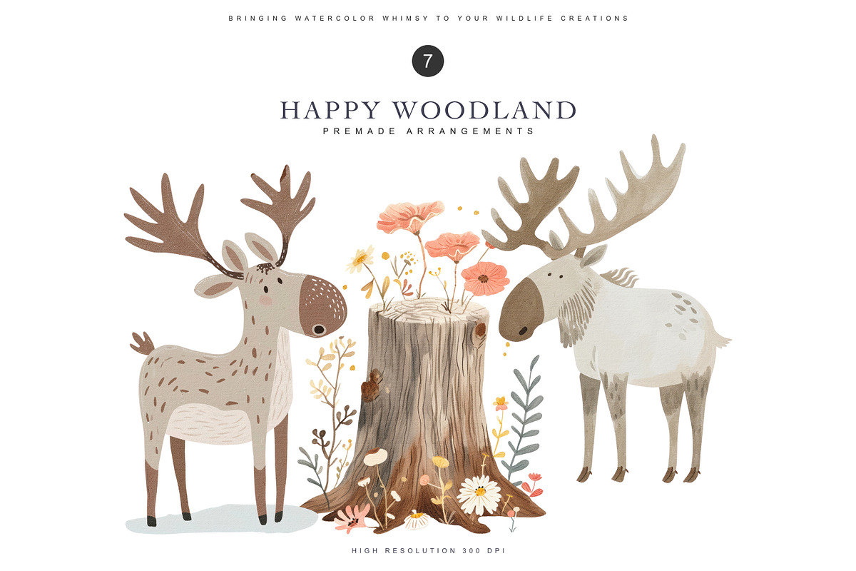 watercolor woodland animal clipart, an Animal Illustration by Pink Studio Art (Photo 2 of 14)