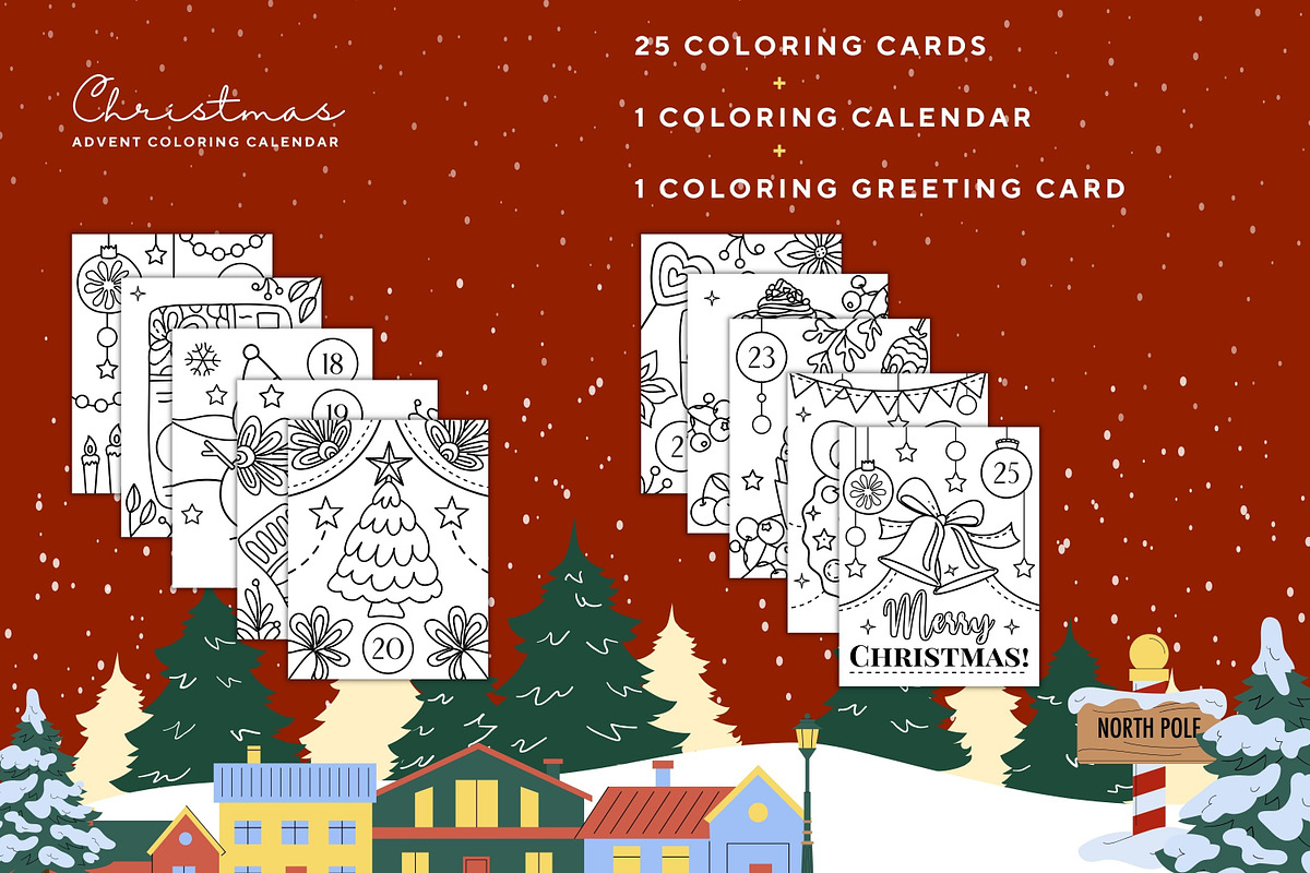 Advent Calendar Coloring Book, a Seasonal Illustration by ChristinaDesigns (Photo 3 of 8)
