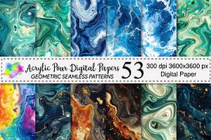 Acrylic Pour Digital Papers Pattern, a Pattern Graphic by Canvas Craft