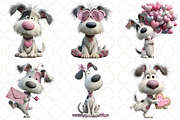 Whimsical Valentine Dog Clipart, an Illustration by Black Bird Studio (Thumbnail 2 of 6)