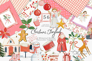 vintage Christmas watercolor clipart, a Decorative Illustration by Patishop Art