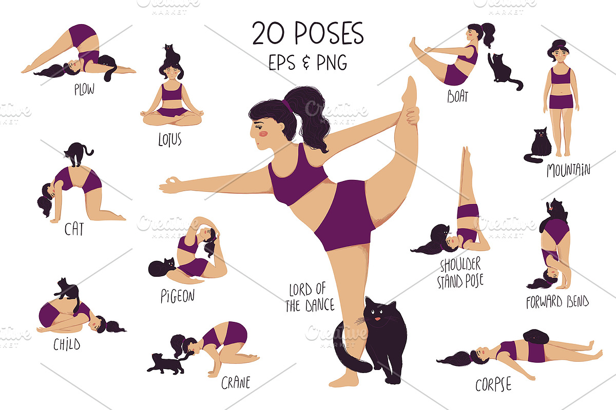 Yoga and My Cat, a Healthcare Illustration by Annakniaz (Photo 2 of 10)