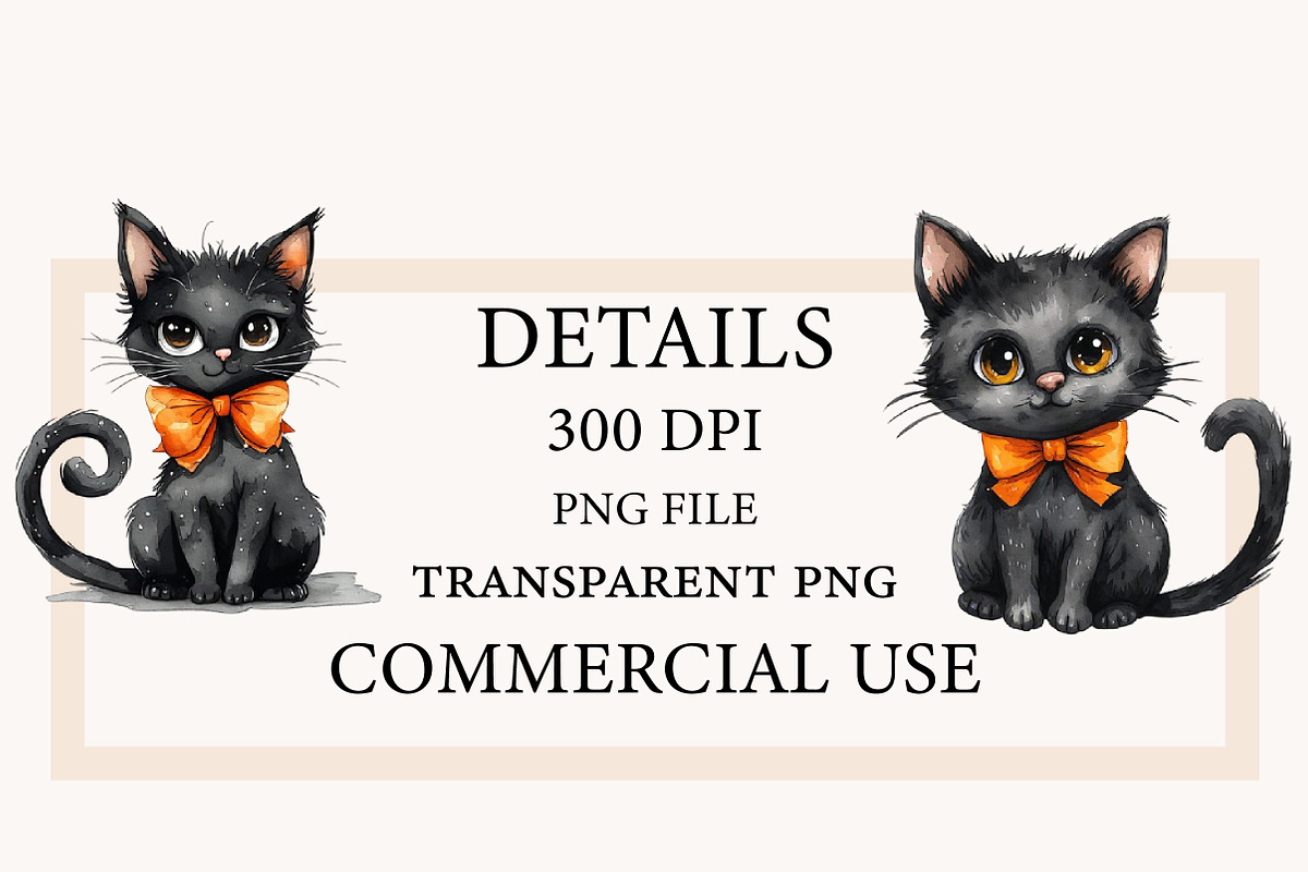 Cute Spooky Halloween Cats Clipart, a Seasonal Illustration by Designworld (Photo 4 of 8)