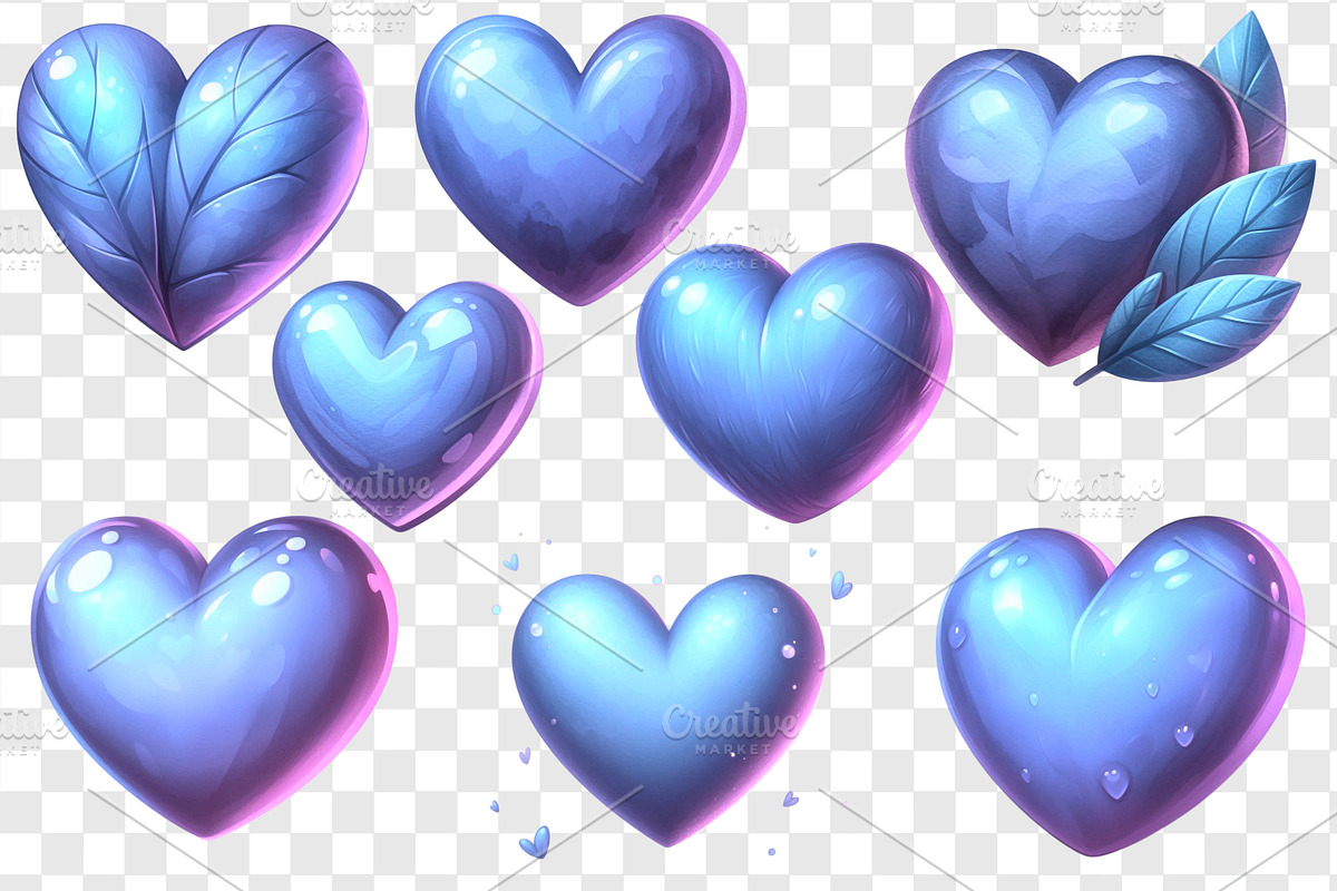 Purple hearts PNG without background, an Object Graphic by LoLoArt (Photo 3 of 3)