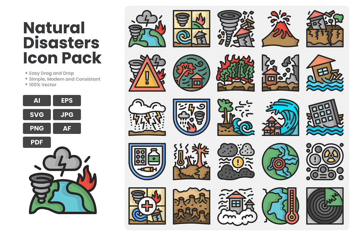 Natural Disasters Colored Icon Pack, a Duotone Icon by erifqizeicon (Photo 3 of 3)