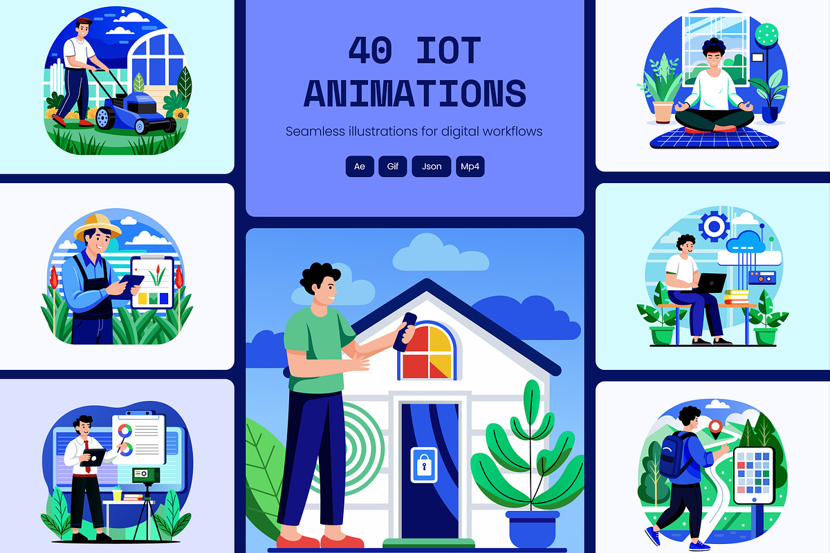 Animated IOT Devices Illustration Set