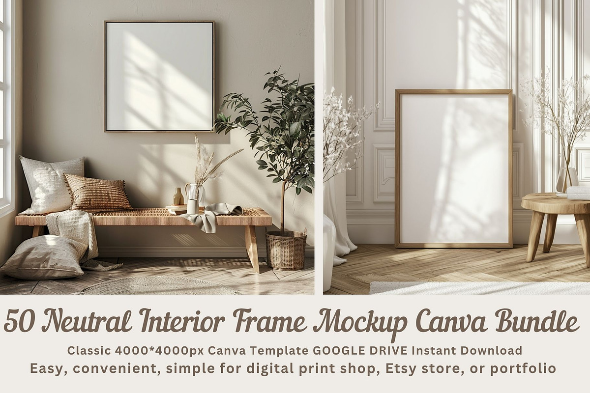 Neutral Interior Frame Mockup Canva, a Household Mockup by ARTOZEN DIGITAL (Photo 1 of 15)