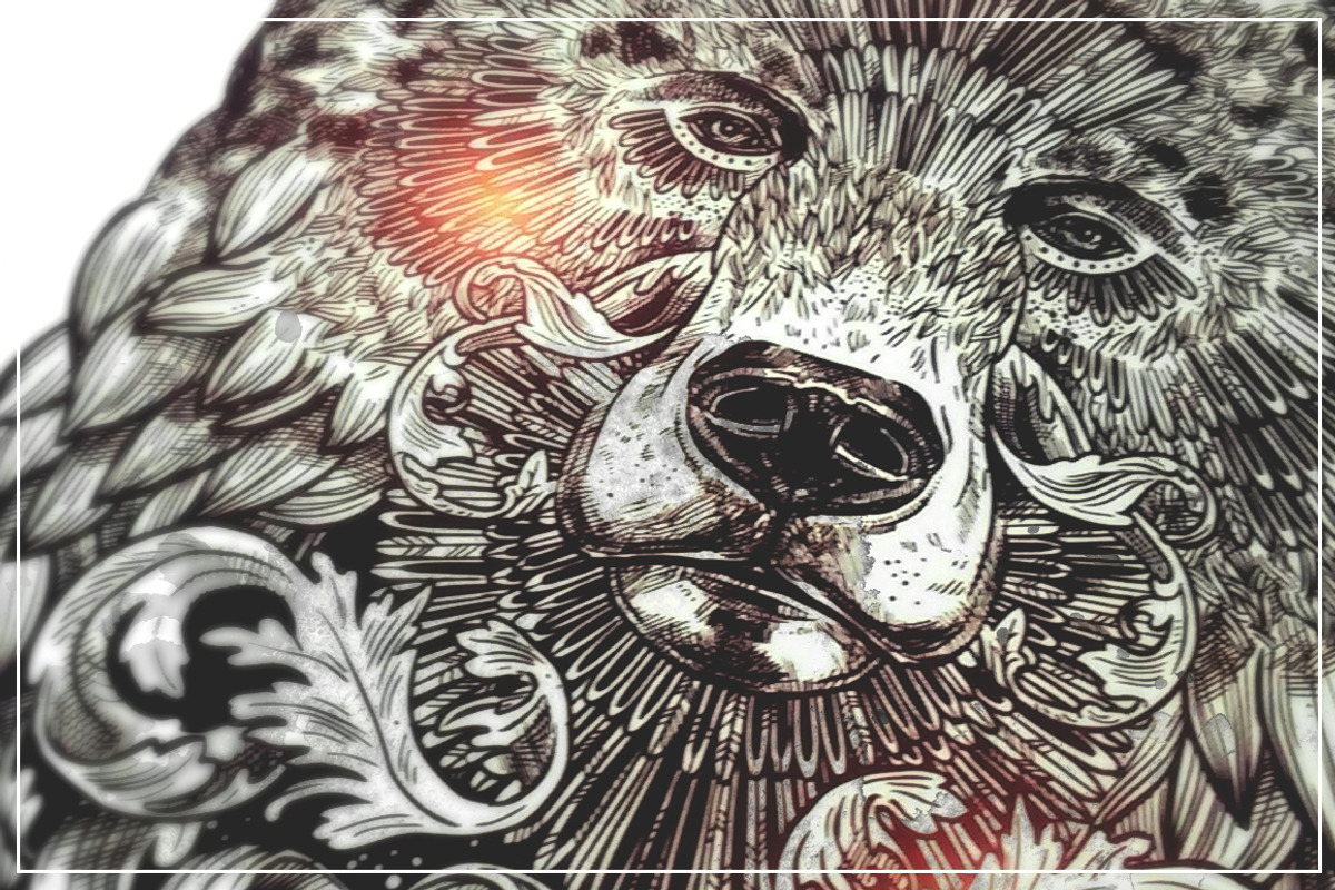 Ornamental Hand Drawn Bear, an Animal Illustration by alexrockheart (Photo 2 of 4)