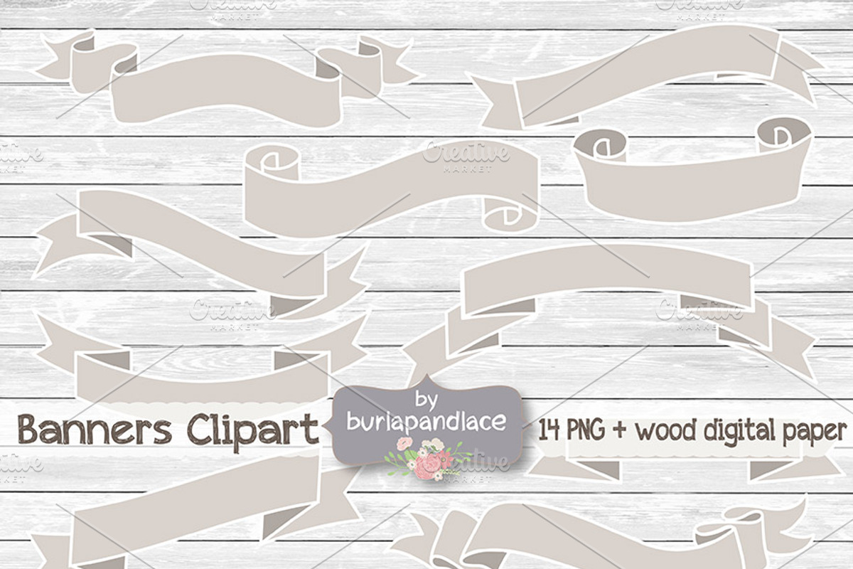 Rustic banner clipart, an Illustration by burlapandlace