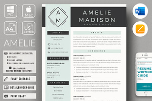Marketing Resume CV for Word & Pages