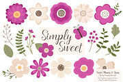 Flower Clipart in Fuchsia, an Illustration by Amanda Ilkov (Thumbnail 1 of 4)
