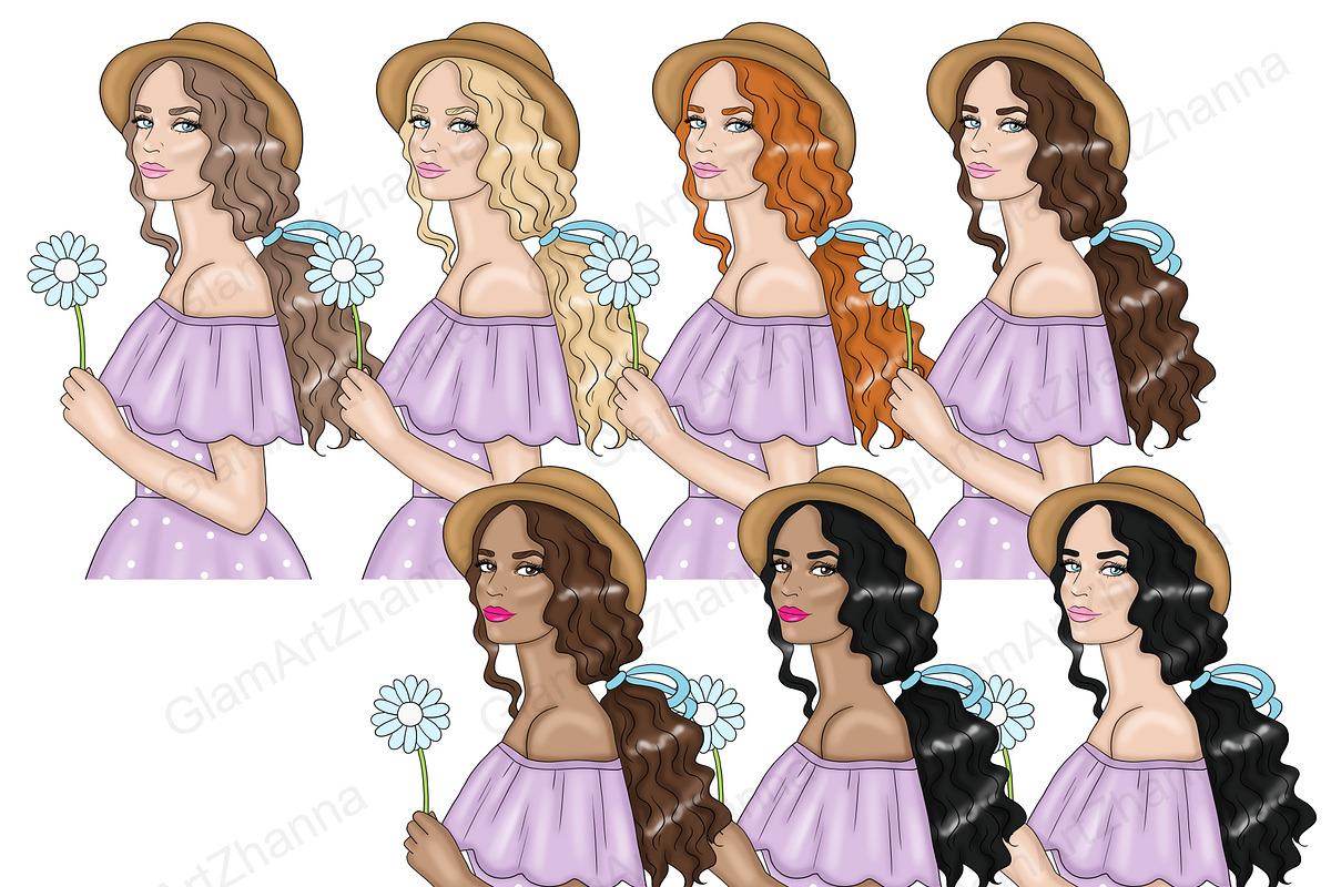 Flowers Girls Clipart, a Person Illustration by GlamArtZhanna (Photo 4 of 4)