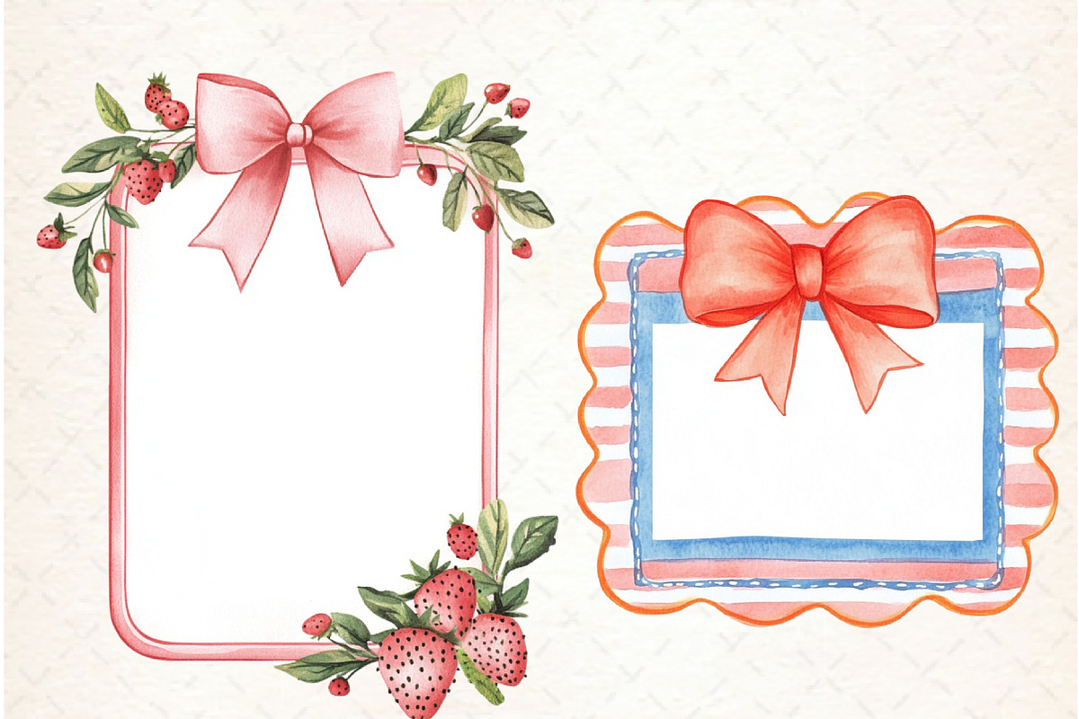 Coquette Summer Frame Clipart Bundle, an Illustration by Libby Wishes (Photo 6 of 6)