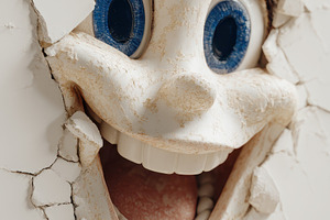 Happy face breaking through cracked, a Photo by Pixeness Studio