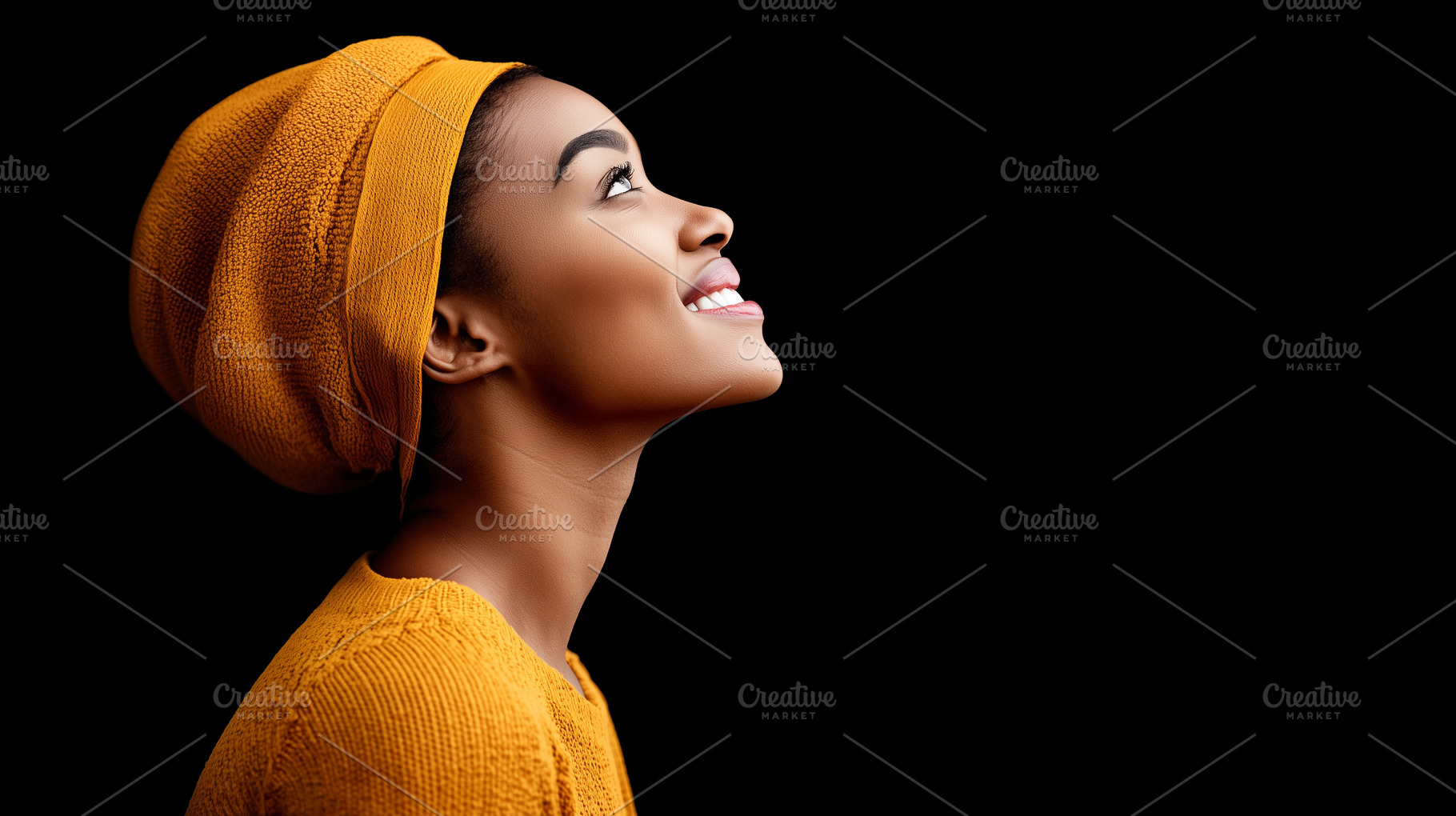 Side-profile portrait of a smiling, a Person Photo by MistyDay