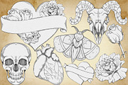 Valentines Vintage Gothic clipart, a Seasonal Illustration by Happy Sloth Graphics (Thumbnail 4 of 9)