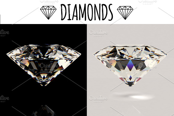 Diamonds side view with reflection preview 2