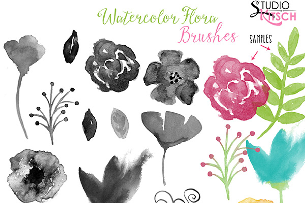 Watercolor Flower Brush Bundle preview 4