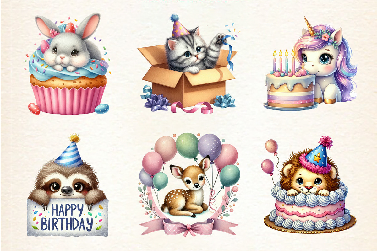 Peeking Birthday Animal Clipart Bund, an Illustration by DreamArtGraphic (Photo 4 of 4)
