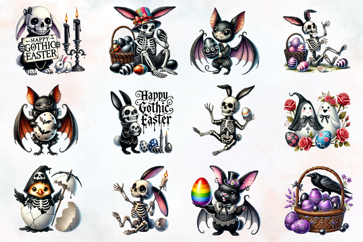 Funny Gothic Easter clipart, an Illustration by RobertsArt (Photo 2 of 7)